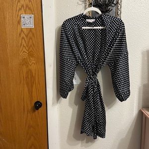 Vintage Nordstrom Lingerie polka dot short silky robe